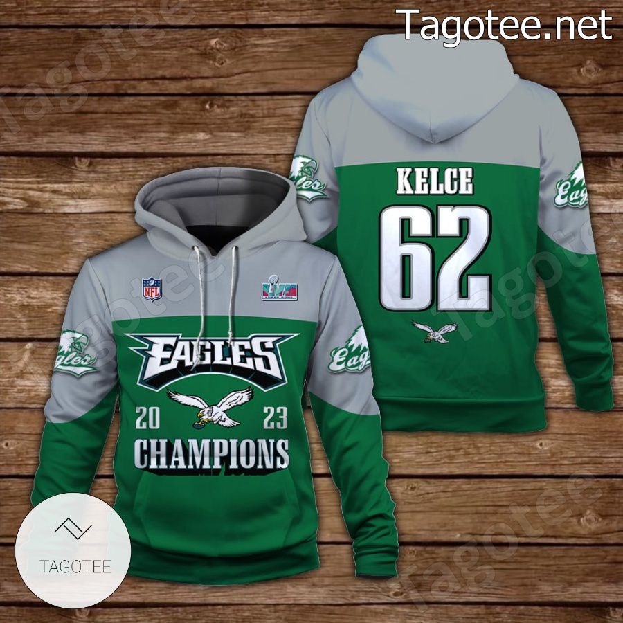 Jason Kelce 62 Eagles 2023 Champions Philadelphia Eagles Fan NFL Hoodie