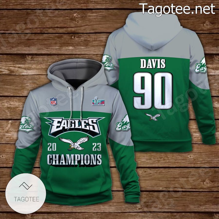 Jordan Davis 90 Eagles 2023 Champions Philadelphia Eagles Fan NFL Hoodie