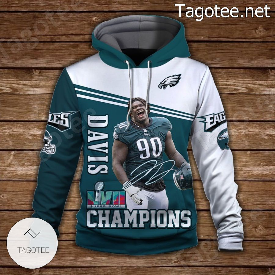 Jordan Davis 90 Philadelphia Eagles NFC Champions Fan NFL Hoodie a