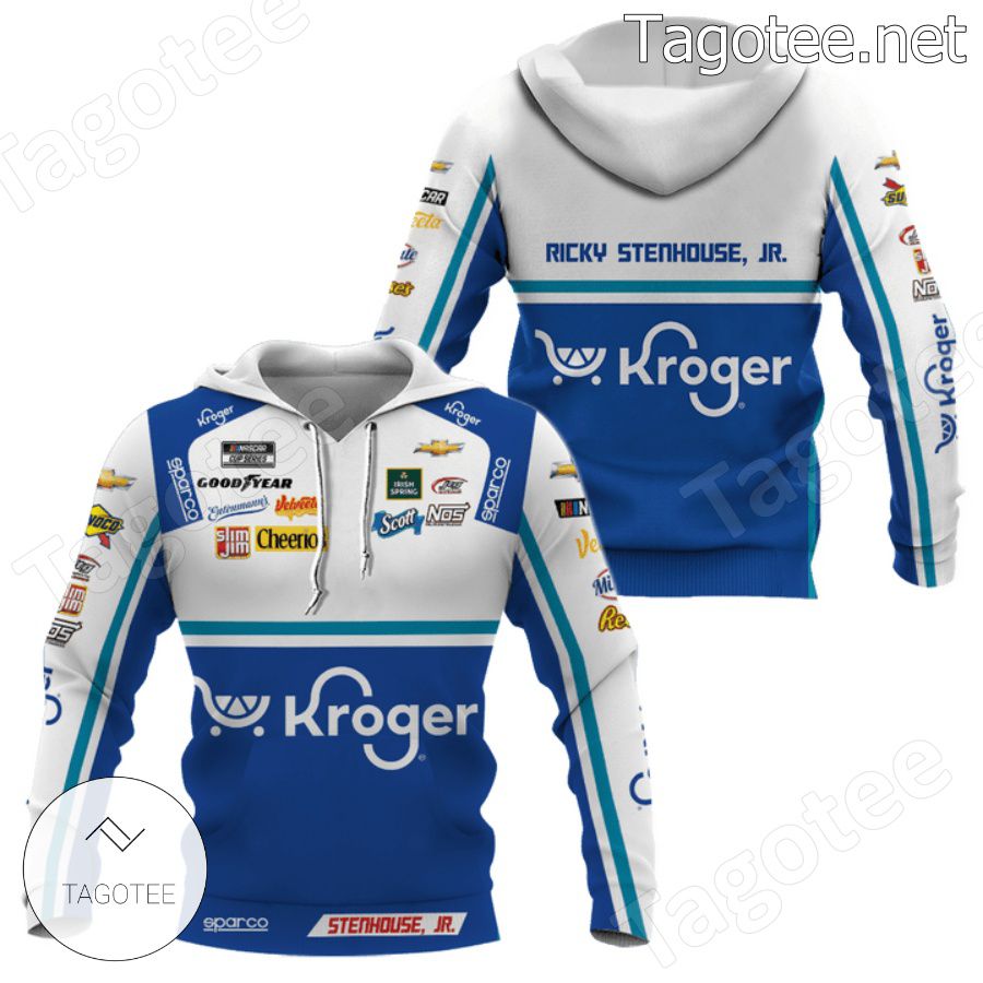 Stenhouse Jr Car Racing Kroger Blue Hoodie