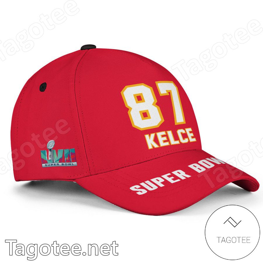 Travis Kelce 87 Kansas City Chiefs 2023 Super Bowl LVII Classic Cap Hat a