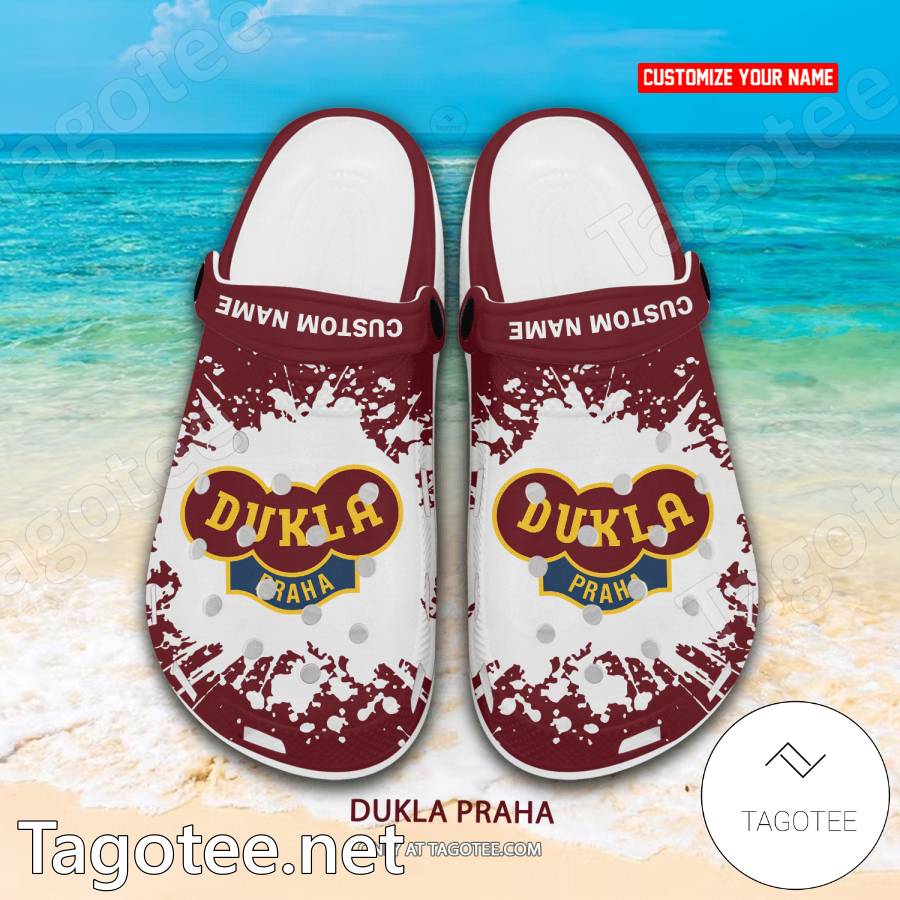 Dukla Praha Custom Name Crocs Clogs - EmonShop a