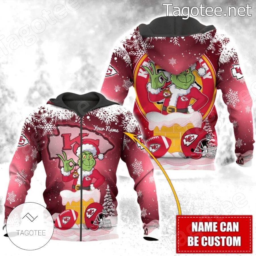 Kansas City Chief The Grinch Snow Christmas Fleece Hoodie a