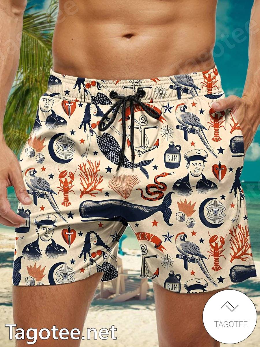 Mermaid Tattoo Beach Shorts