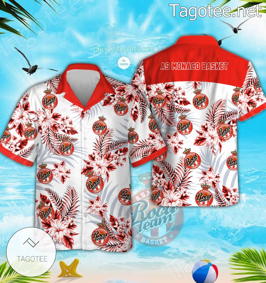 AS Monaco Basket Logo Hawaiian Shirt And Shorts - EmonShop