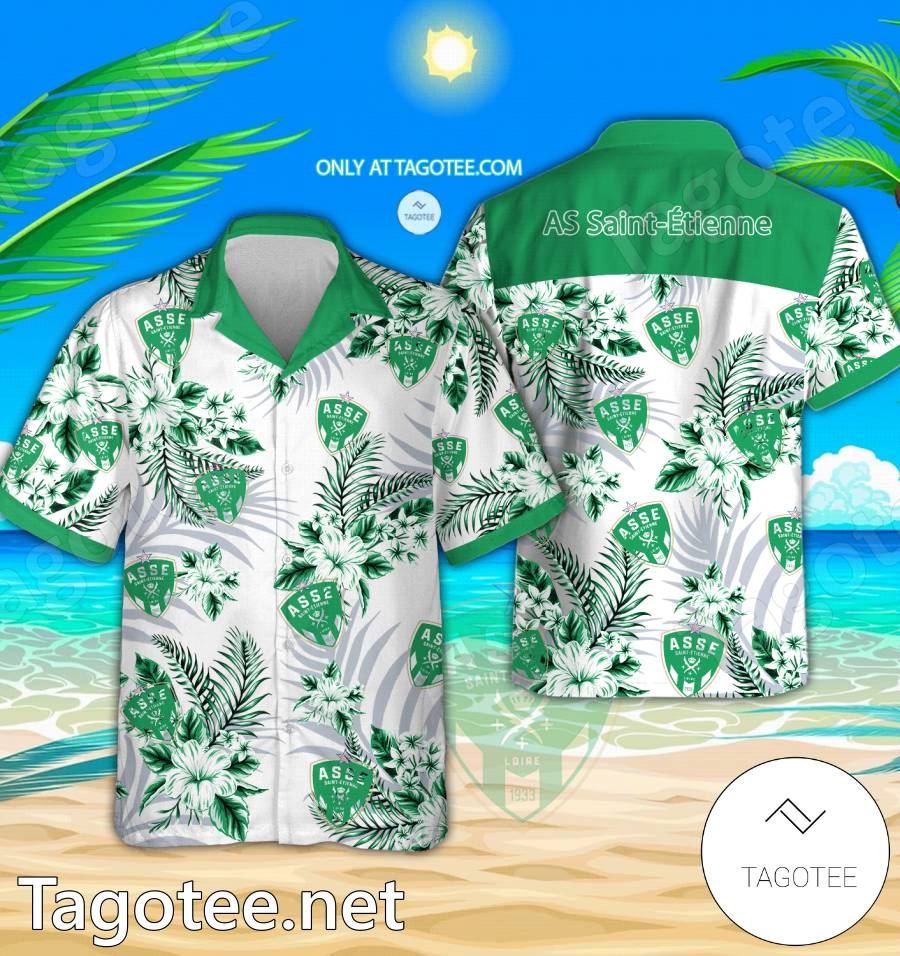 AS Saint-Étienne Logo Hawaiian Shirt And Shorts - BiShop