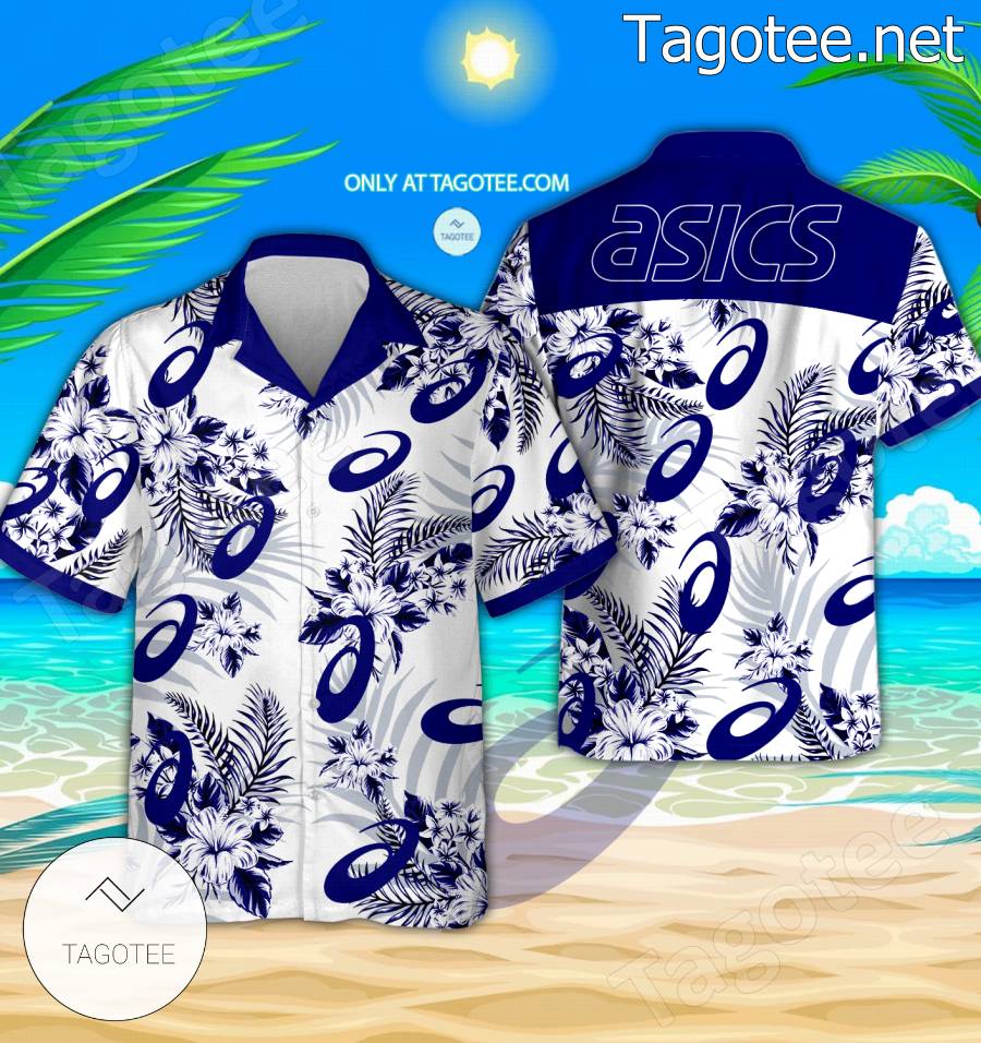 ASICS Logo Hawaiian Shirt And Shorts - EmonShop