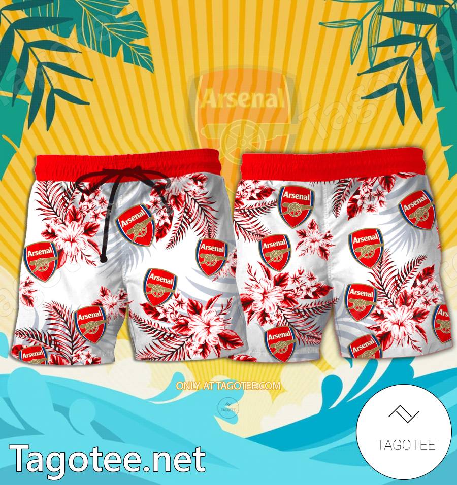 Arsenal Logo Hawaiian Shirt And Shorts - BiShop a