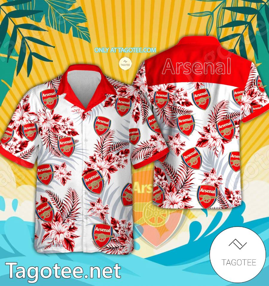 Arsenal Logo Hawaiian Shirt And Shorts - BiShop