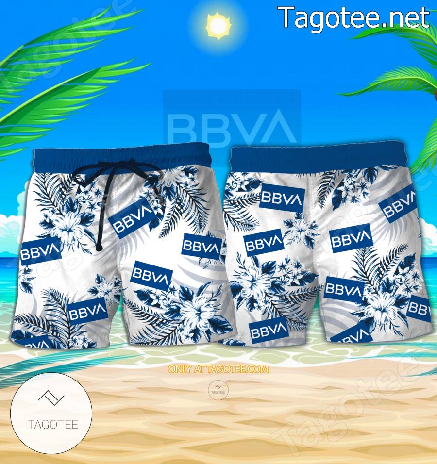 BBVA Bank Logo Hawaiian Shirt And Shorts - BiShop a