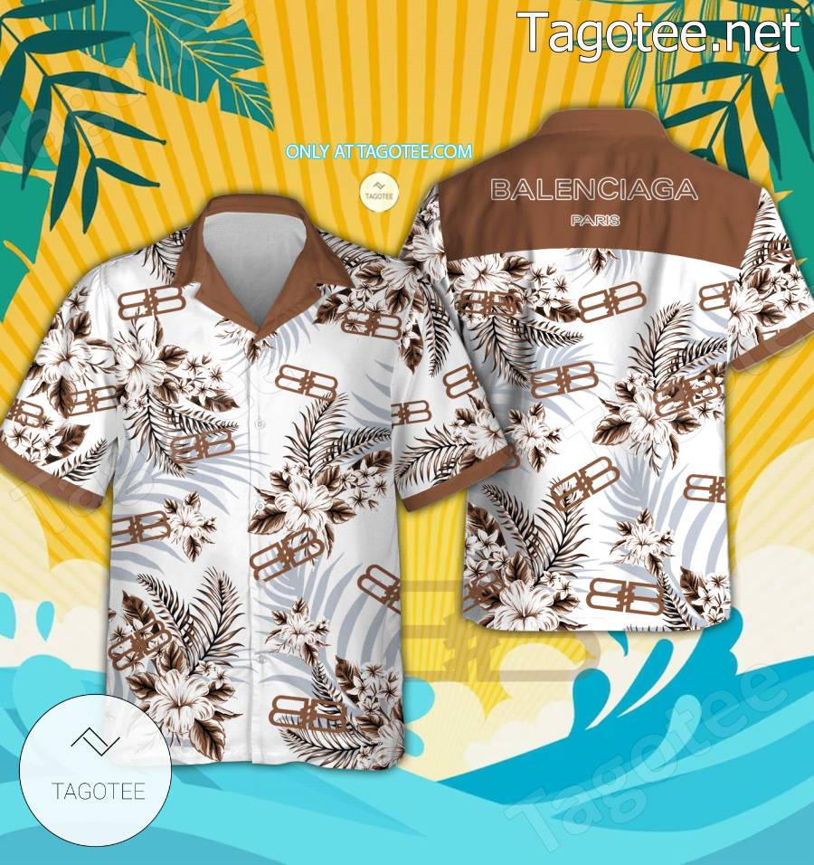 Balenciaga Logo Hawaiian Shirt And Shorts - EmonShop