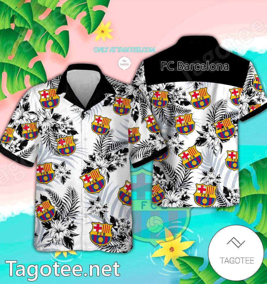 Barcelona Logo Hawaiian Shirt And Shorts - BiShop