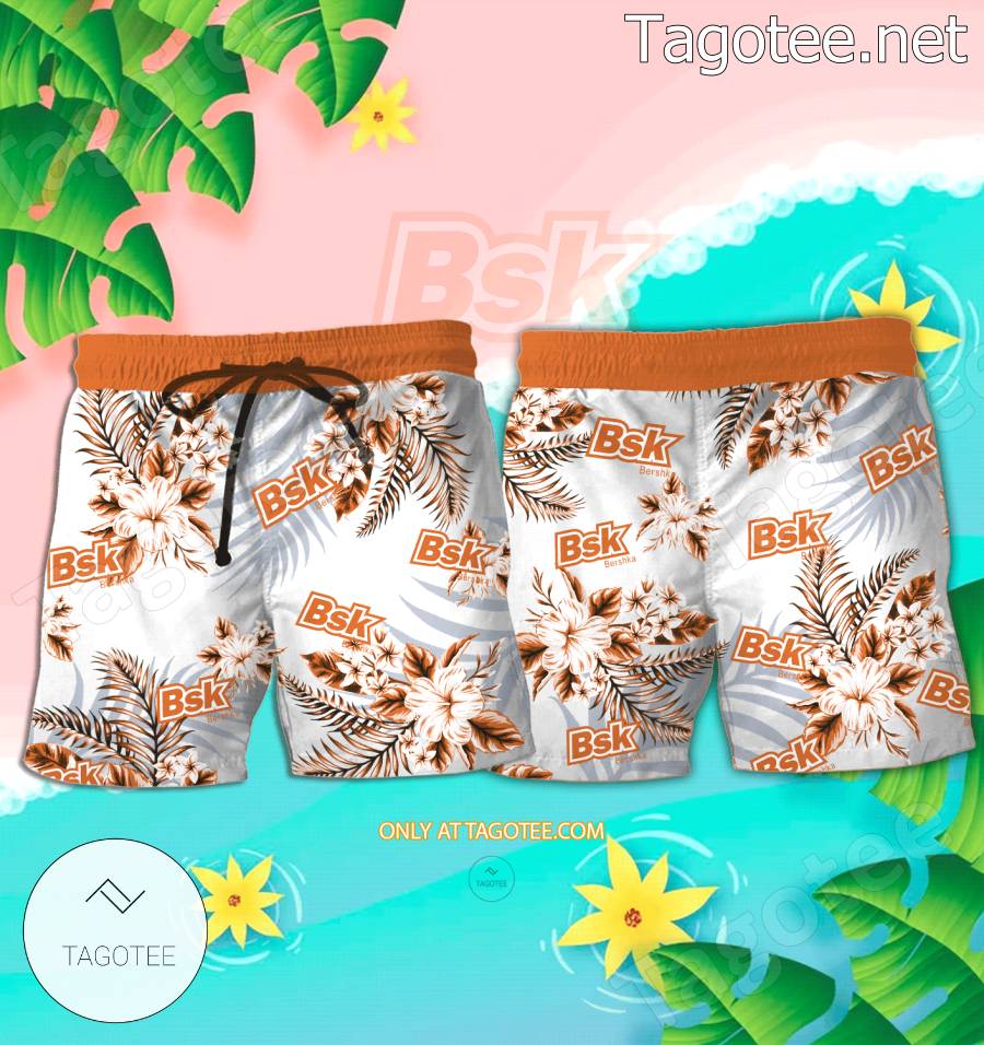 Bershka Logo Hawaiian Shirt And Shorts - EmonShop a