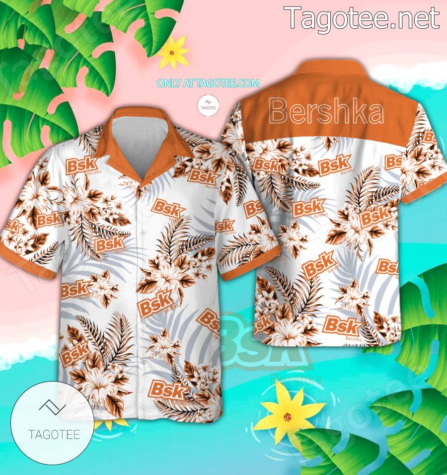 Bershka Logo Hawaiian Shirt And Shorts - EmonShop