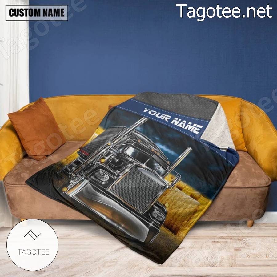 Black Steel Pattern Truck Personalized Blanket a