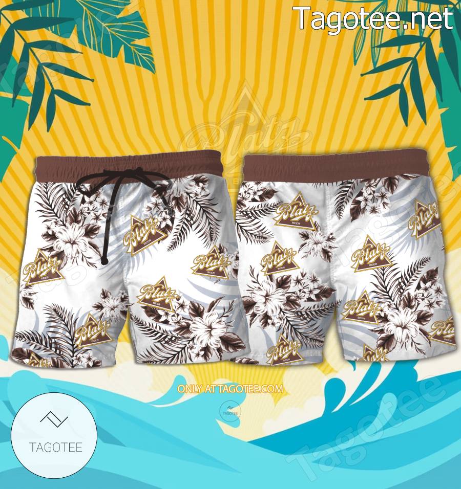 Blatz Logo Hawaiian Shirt And Shorts - EmonShop a