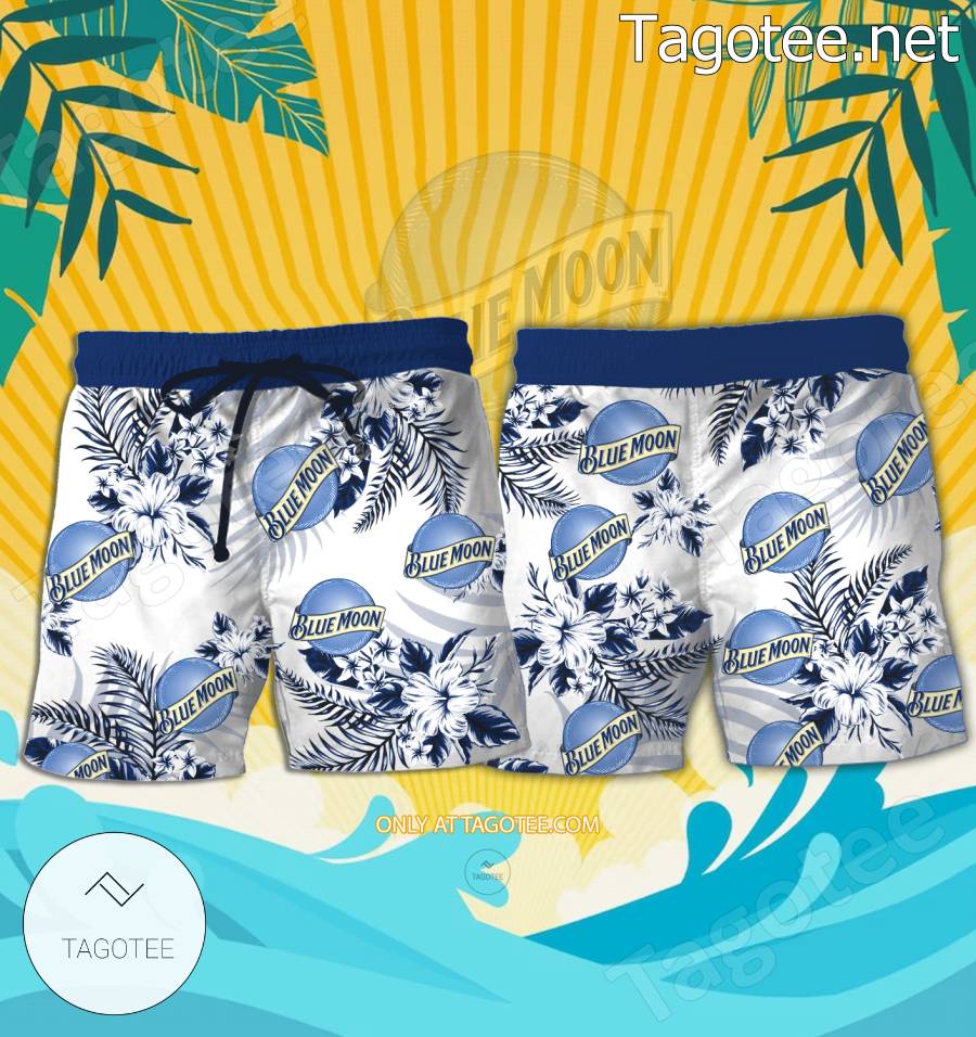 Blue Moon Logo Hawaiian Shirt And Shorts - EmonShop a