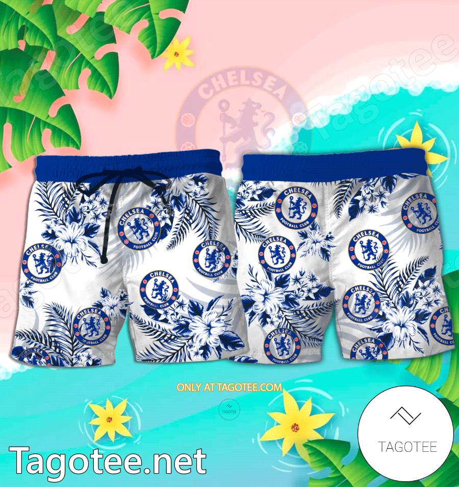 Chelsea Logo Hawaiian Shirt And Shorts - BiShop a