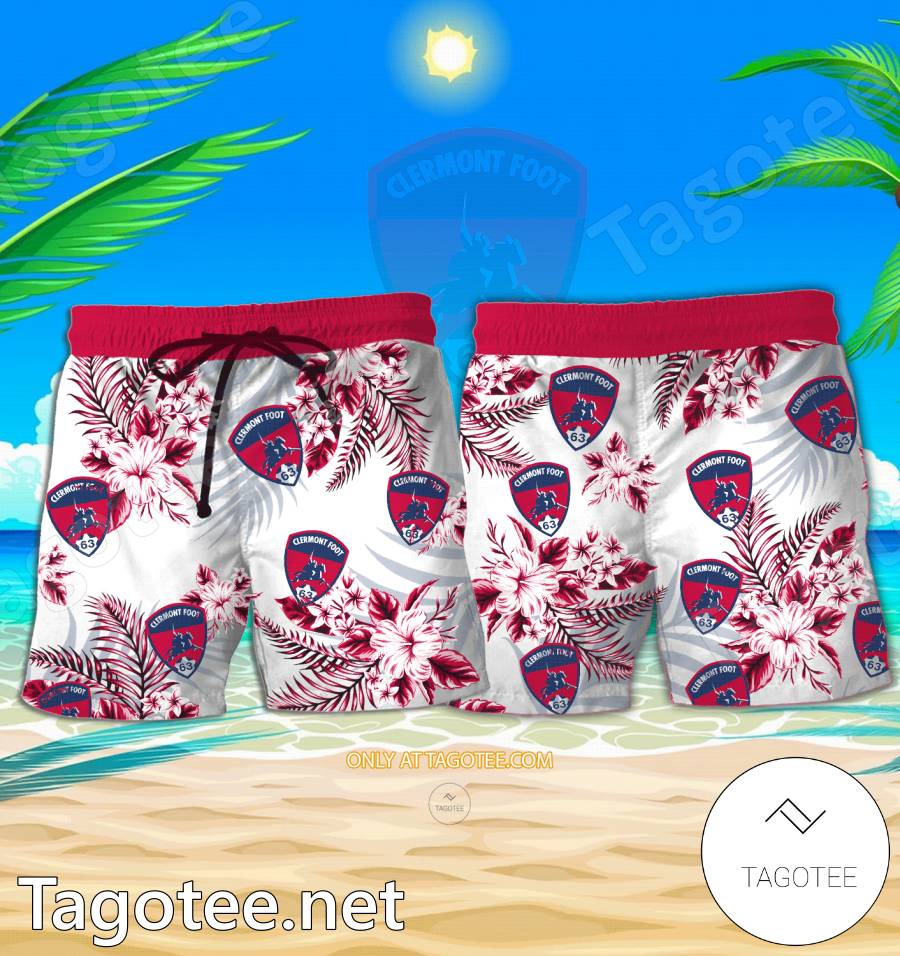 Clermont Foot Logo Hawaiian Shirt And Shorts - BiShop a