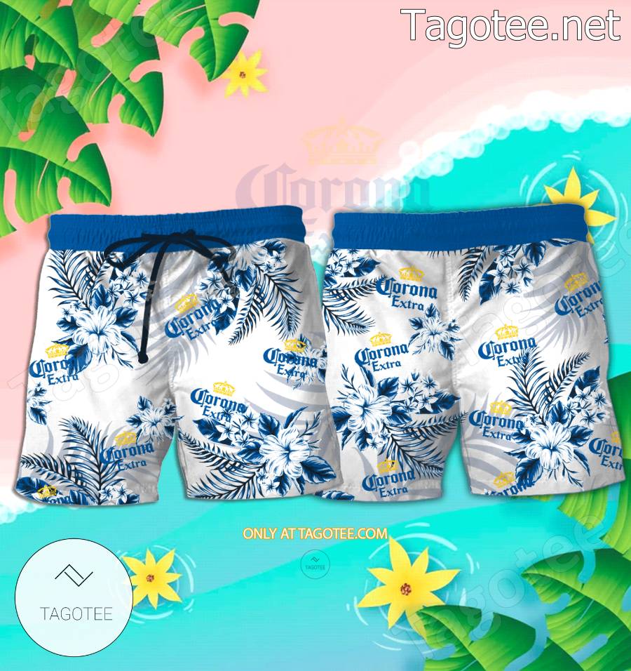 Corona Extra Logo Hawaiian Shirt And Shorts - EmonShop a