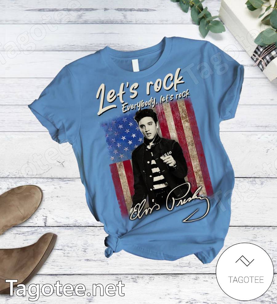 Elvis Presley Let's Rock American Flag Pajamas Set a