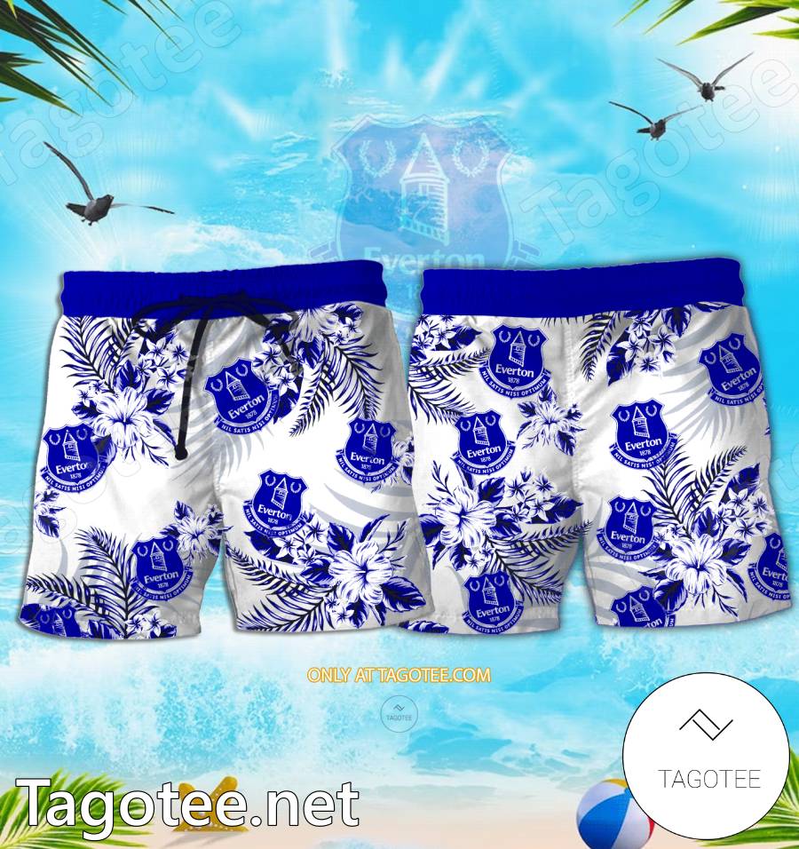 Everton Football Club Logo Hawaiian Shirt And Shorts - BiShop a