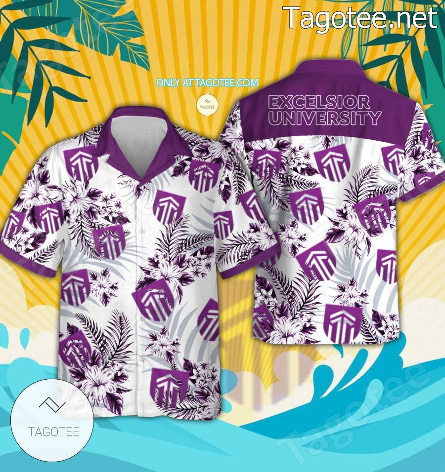 Excelsior College Logo Hawaiian Shirt And Shorts - BiShop