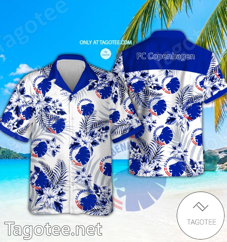 FC Copenhagen Logo Hawaiian Shirt And Shorts - BiShop