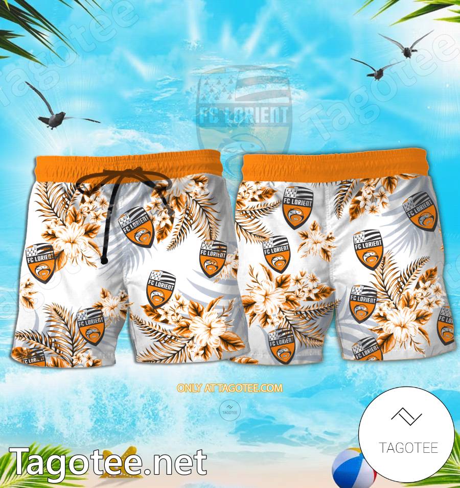 FC Lorient Logo Hawaiian Shirt And Shorts - BiShop a