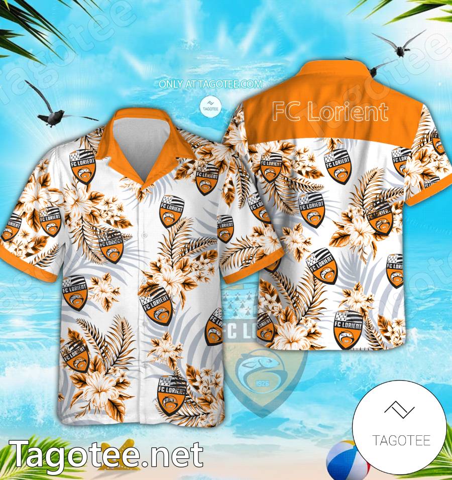 FC Lorient Logo Hawaiian Shirt And Shorts - BiShop