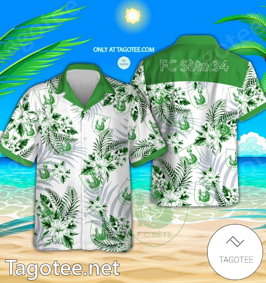 FC Sète 34 Logo Hawaiian Shirt And Shorts - BiShop