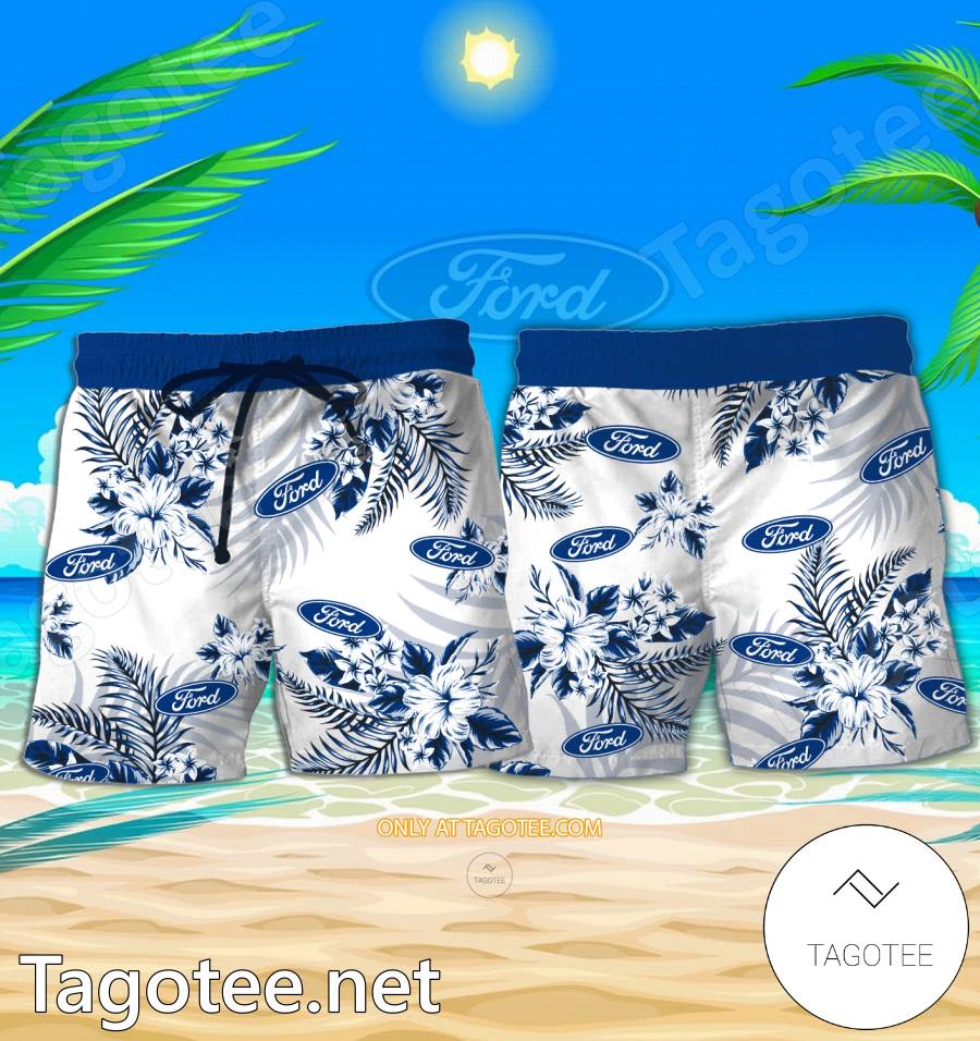 Ford Logo Hawaiian Shirt And Shorts - EmonShop a