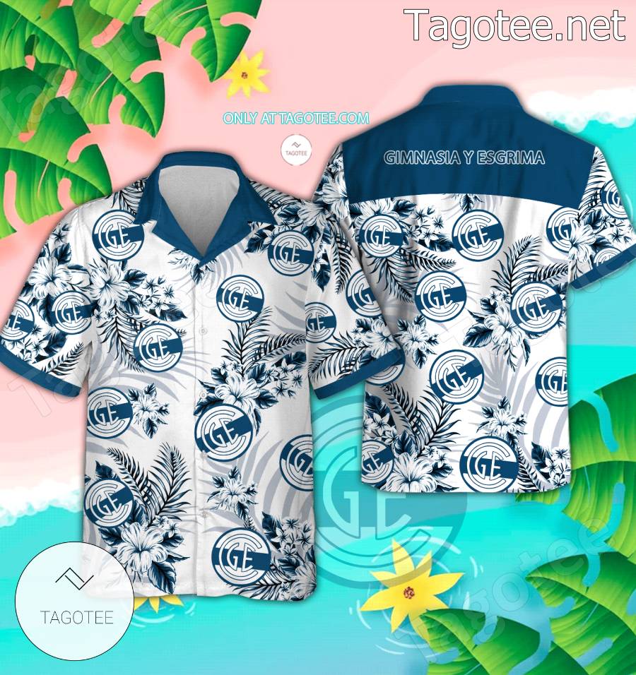 Gimnasia y Esgrima Logo Hawaiian Shirt And Shorts - EmonShop