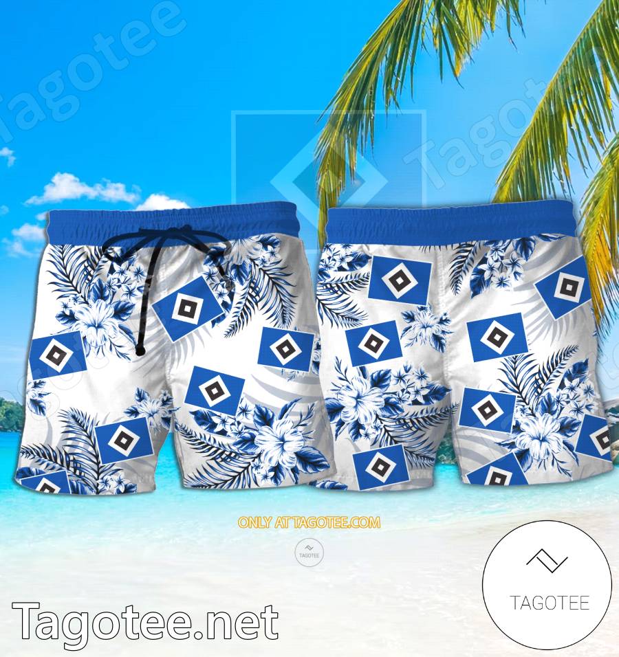 Hamburger SV Logo Hawaiian Shirt And Shorts - BiShop a