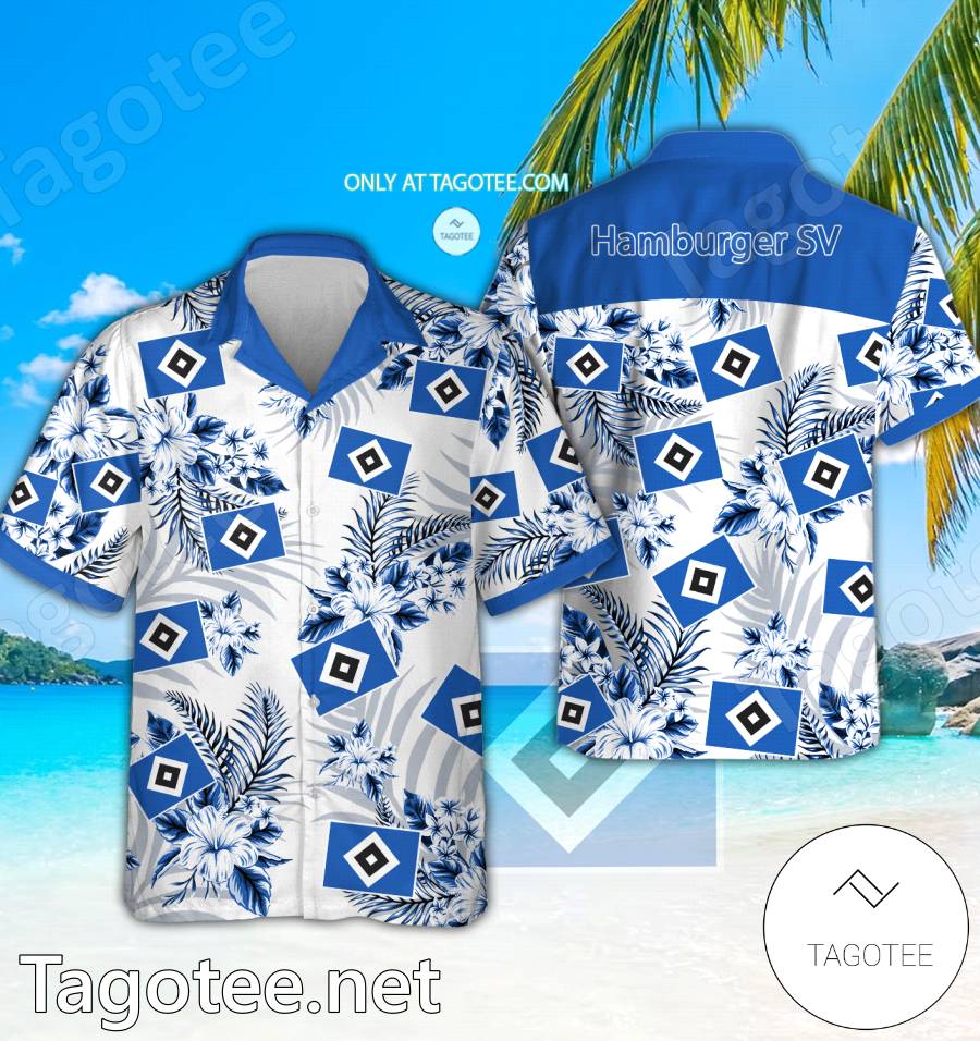 Hamburger SV Logo Hawaiian Shirt And Shorts - BiShop