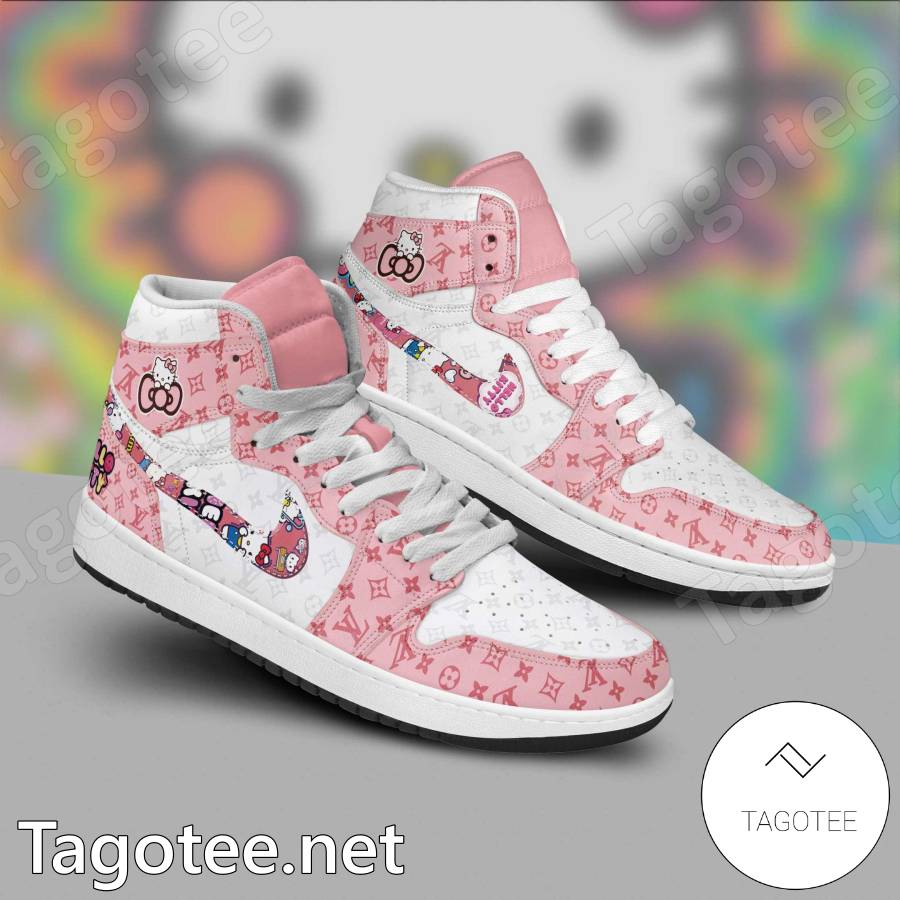 Hello Kitty Pink Louis Vuitton Air Jordan High Top Shoes a