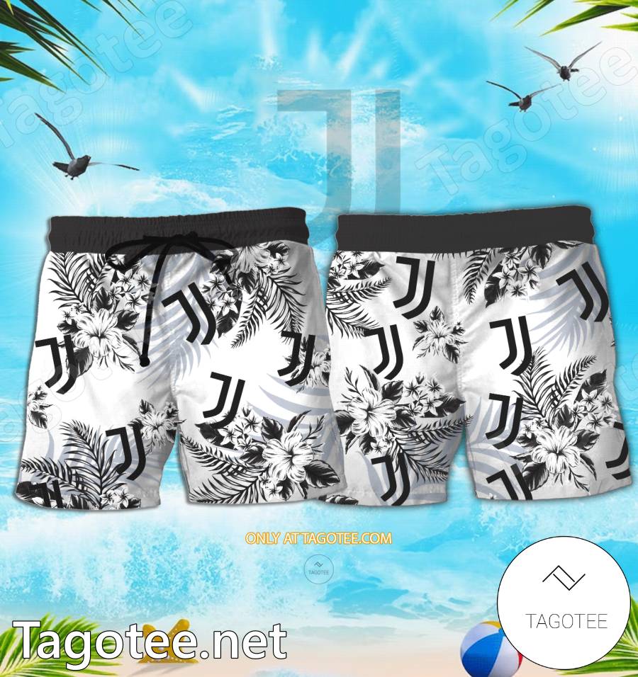 Juventus Logo Hawaiian Shirt And Shorts - BiShop a