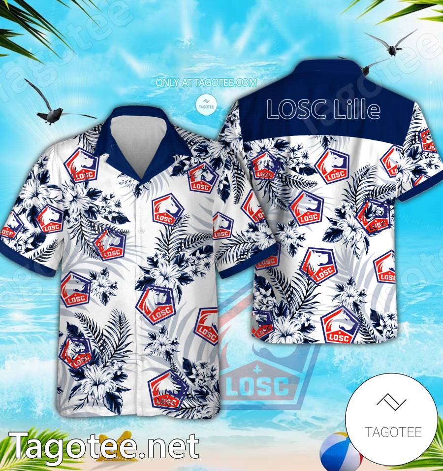 LOSC Lille Logo Hawaiian Shirt And Shorts - BiShop