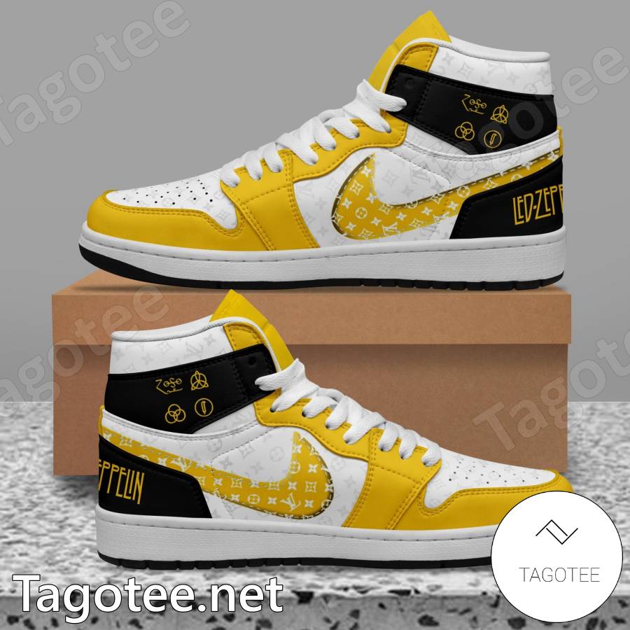 Led Zeppelin Louis Vuitton Yellow Air Jordan High Top Shoes a