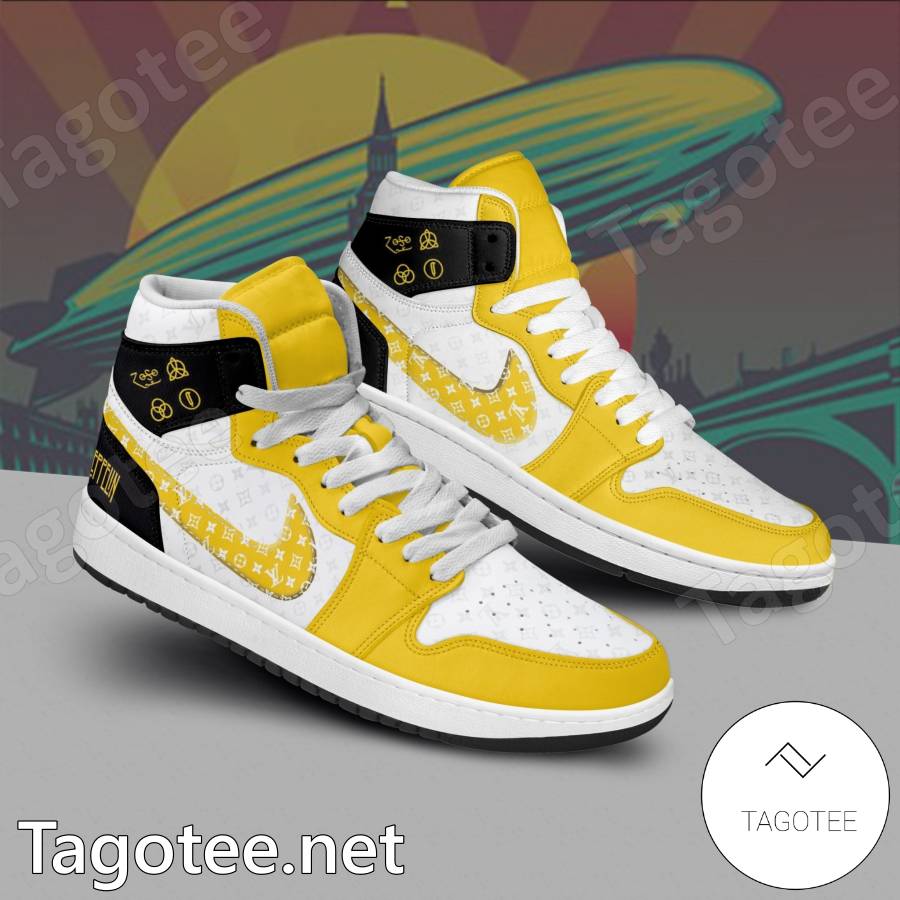 Led Zeppelin Louis Vuitton Yellow Air Jordan High Top Shoes