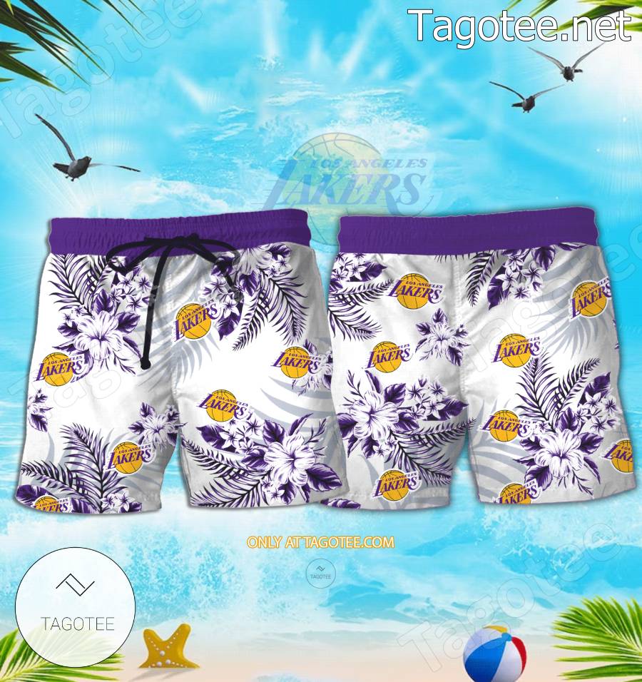 Los Angeles Lakers Logo Hawaiian Shirt And Shorts - EmonShop a