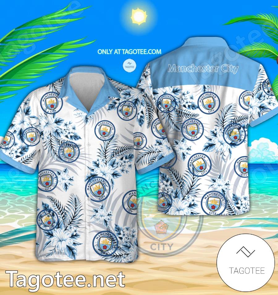 Manchester City Logo Hawaiian Shirt And Shorts - BiShop