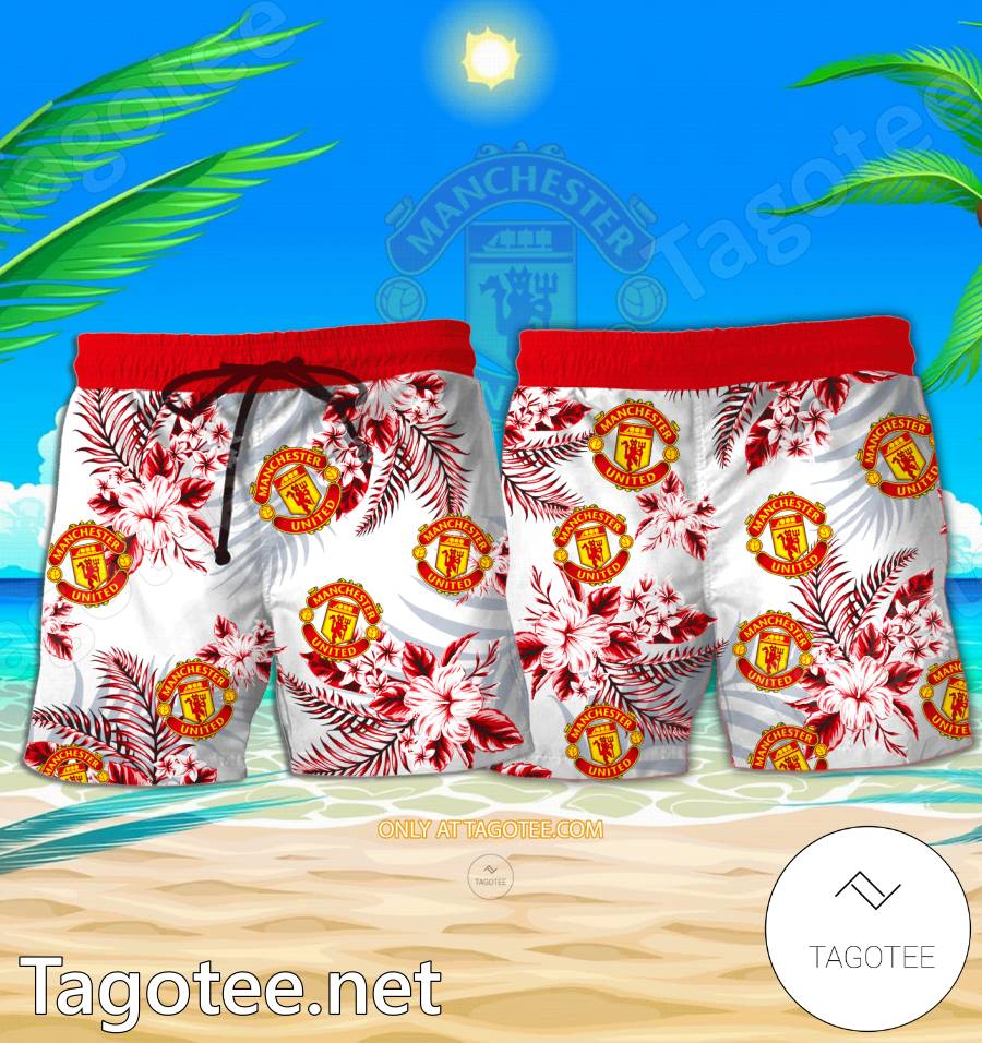 Manchester United Logo Hawaiian Shirt And Shorts - BiShop a