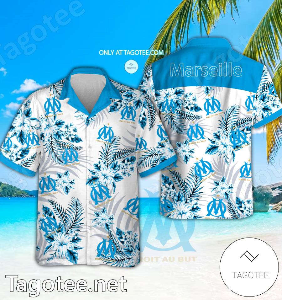 Marseille Logo Hawaiian Shirt And Shorts - BiShop