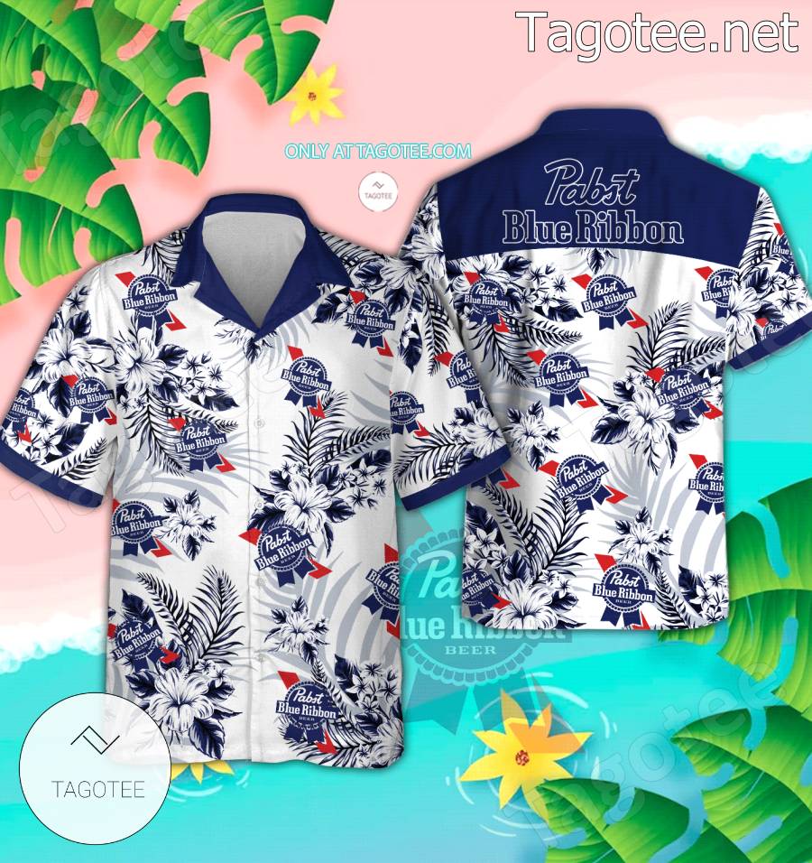 Pabst Blue Ribbon Logo Hawaiian Shirt And Shorts - EmonShop