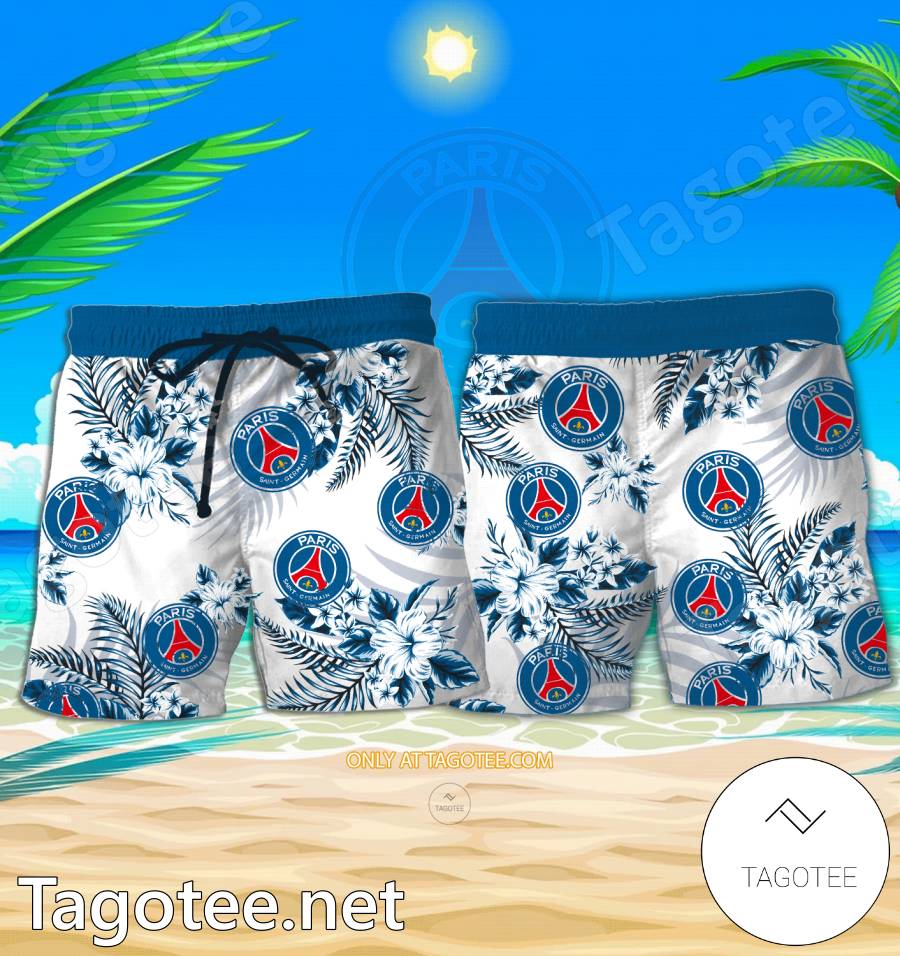 Paris Saint Germain Logo Hawaiian Shirt And Shorts - BiShop a