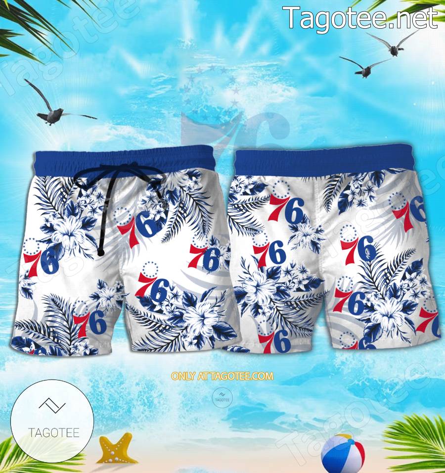 Philadelphia 76ers Logo Hawaiian Shirt And Shorts - EmonShop a