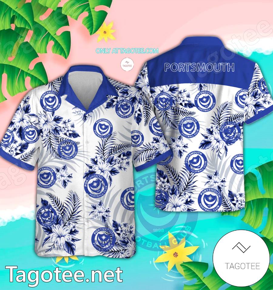 Portsmouth Logo Hawaiian Shirt And Shorts - BiShop