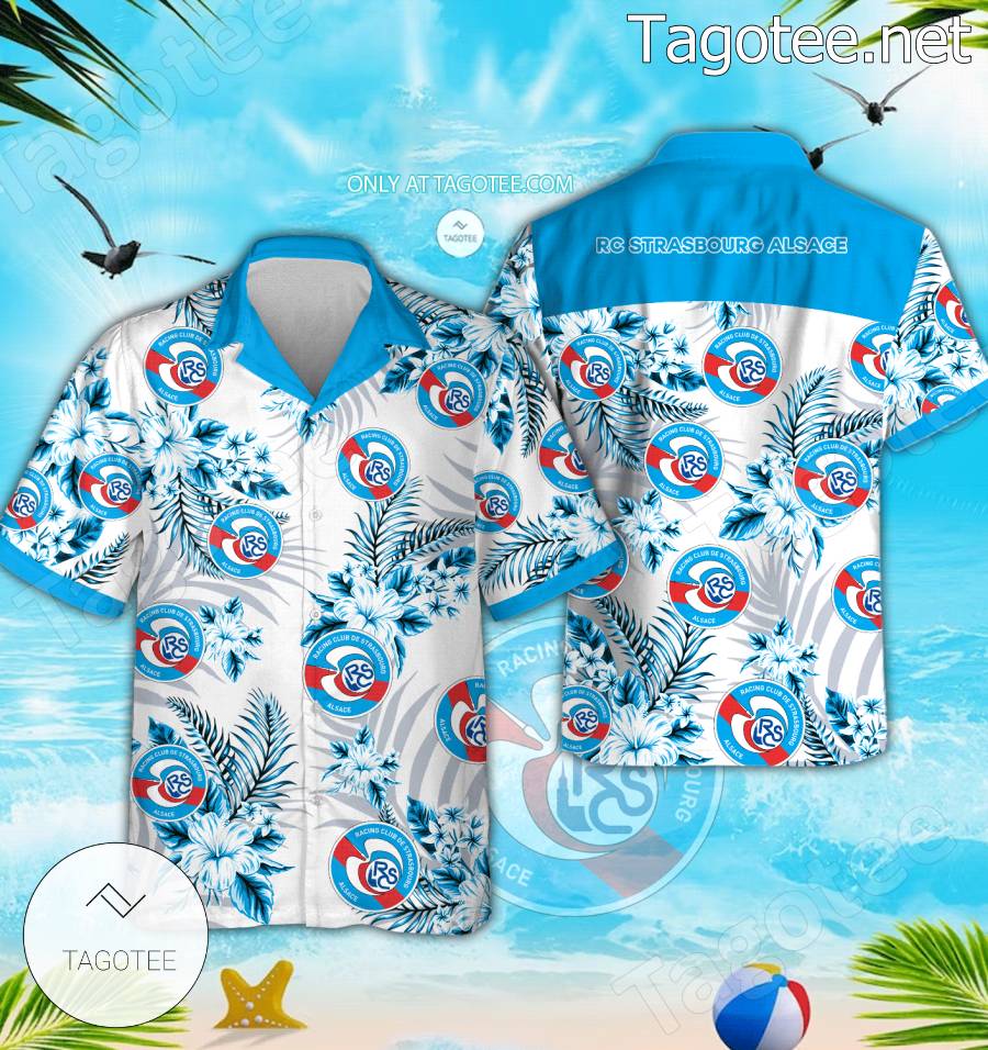 RC Strasbourg Alsace Logo Hawaiian Shirt And Shorts - EmonShop