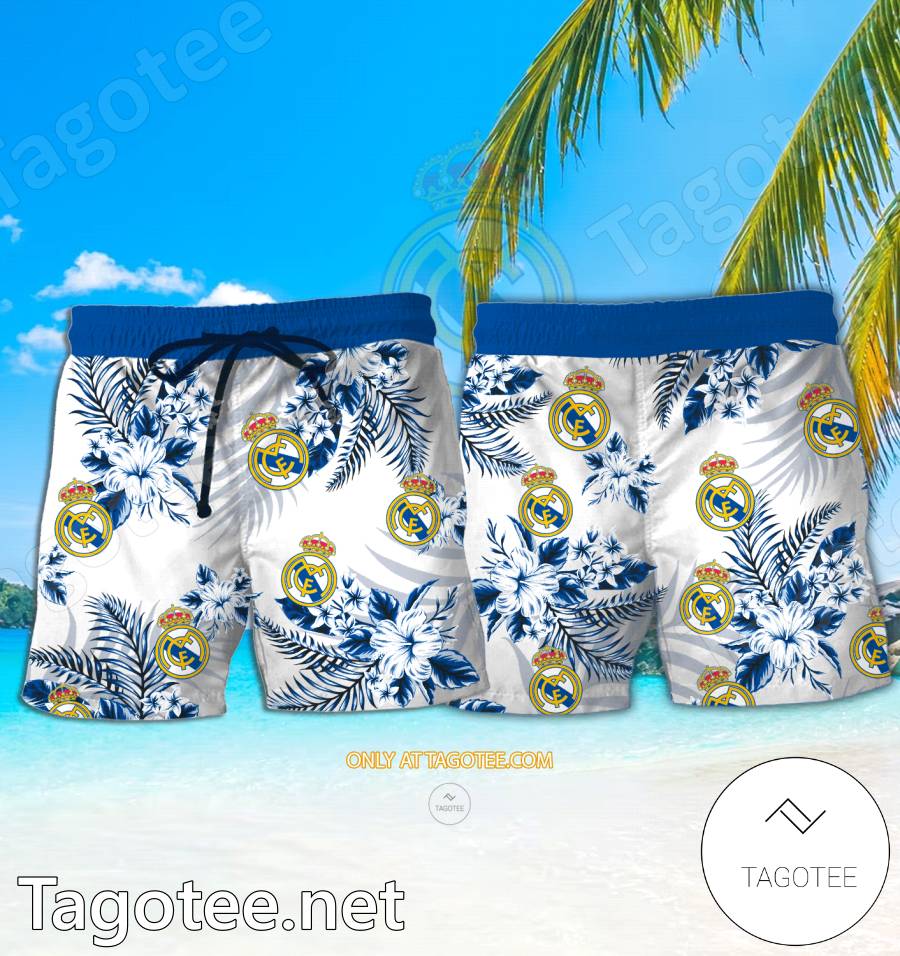 Real Madrid Logo Hawaiian Shirt And Shorts - BiShop a